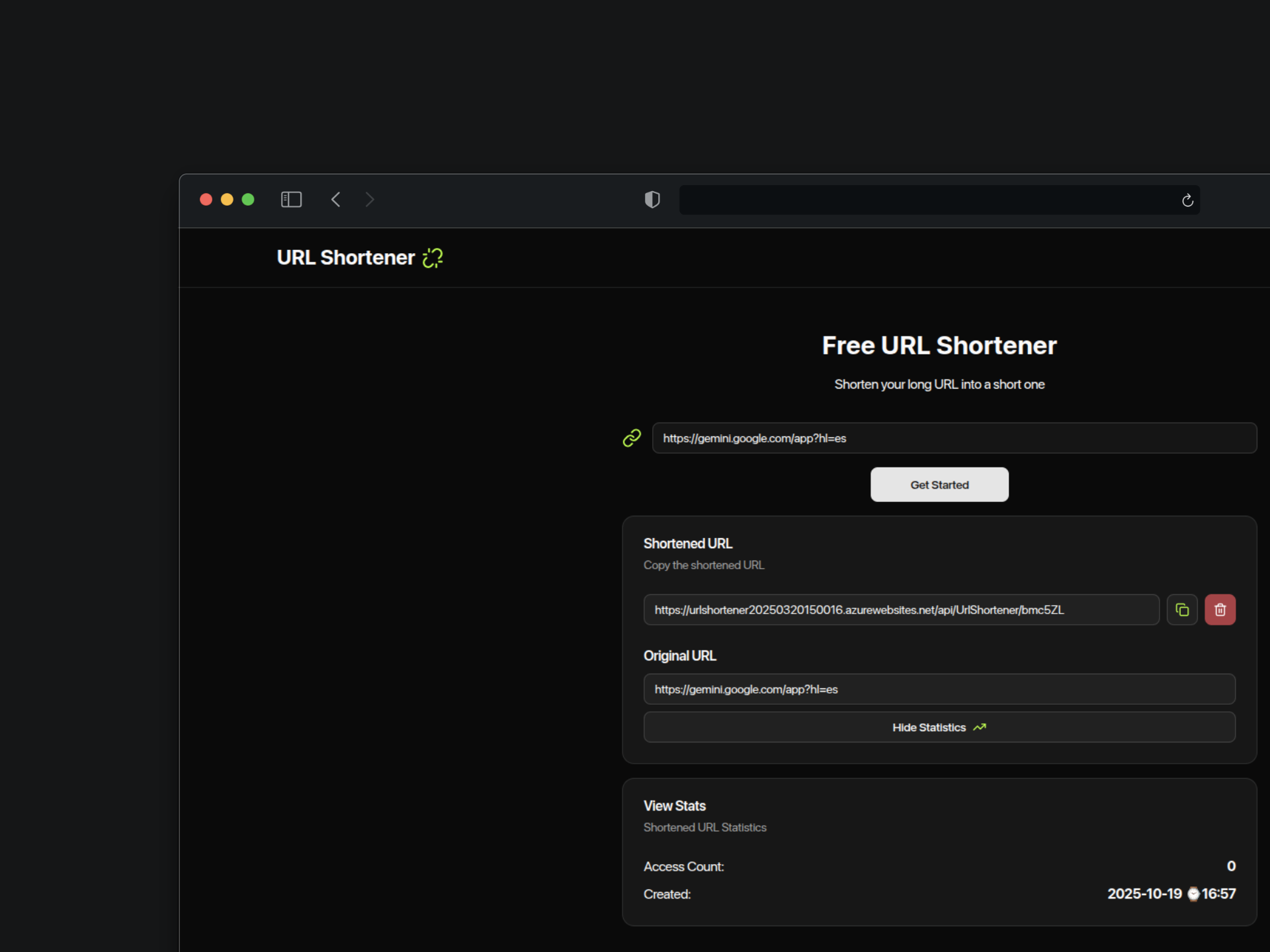 URL Shortener - Home Page