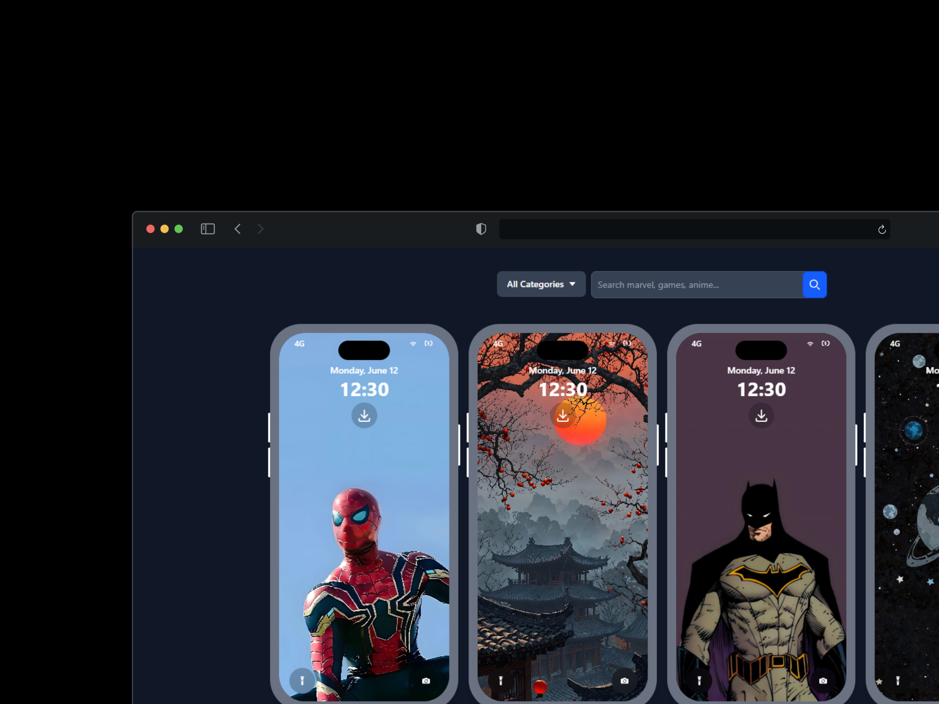 Wallpapers App - Home Page